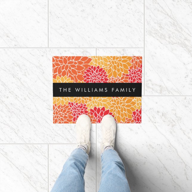 Tapete Padrão De Flores, Orange Dahlia, Seu Nome (Interior)