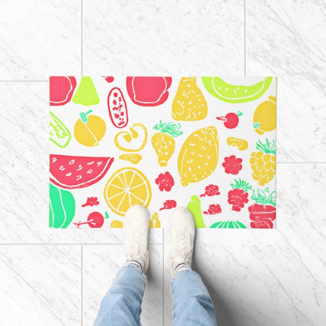 Tapete Padrão de Frutas Coloridas Vibrantes (Interior)