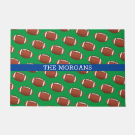 Tapete Padrão de futebol, nome branco, azul e verde