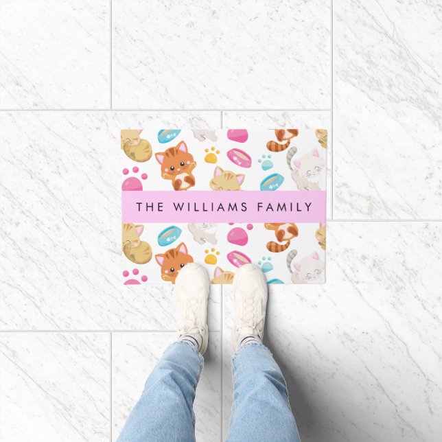 Tapete Padrão De Gatos, Gatos Frescos, Gatinho, Patas, Se (Interior)