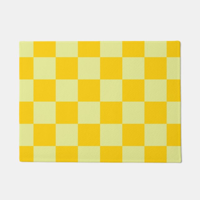 Tapete Padrão de Gingham Verificado Amarelo (Frente)