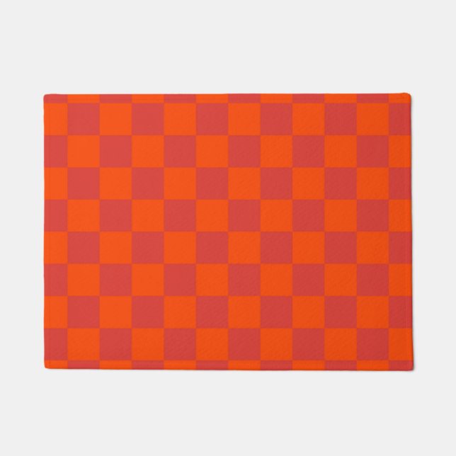 Tapete Padrão de Gingham Vermelhos Laranja (Frente)