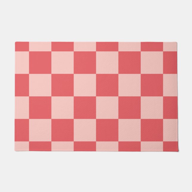 Tapete Padrão de Gingham Vermelhos Rosa Verificado (Frente)