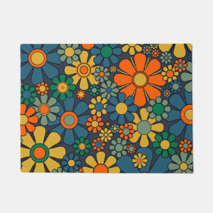 Tapete Padrão de Groovy Floral 60s 70s