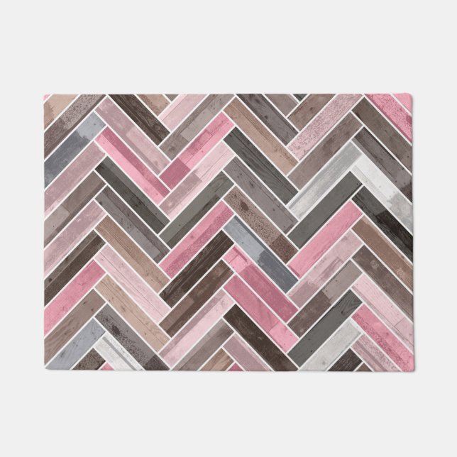 Tapete Padrão de Herringbone em Cinzas cor-de-rosa (Frente)