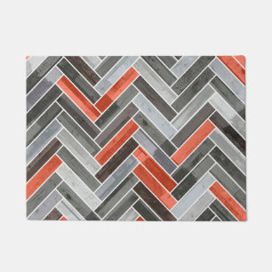 Tapete Padrão de Herringbone em Cinzas de laranja