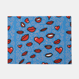 Tapete Padrão de Lábios Divertidos e Negros