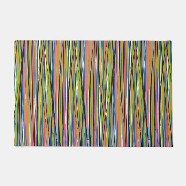 Tapete Padrão de Linha Boho Indiano Abstrato (Frente)