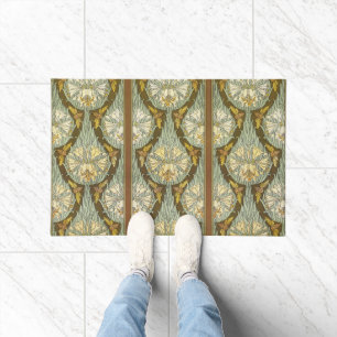 Tapete Padrão de Lírio e Inseto em Art Nouveau na cor Ver