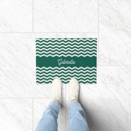 Tapete Padrão de listra zigue-zague em chevron verde-teal