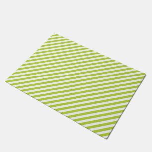 Tapete Padrão de listras diagonais em verde lima e branco