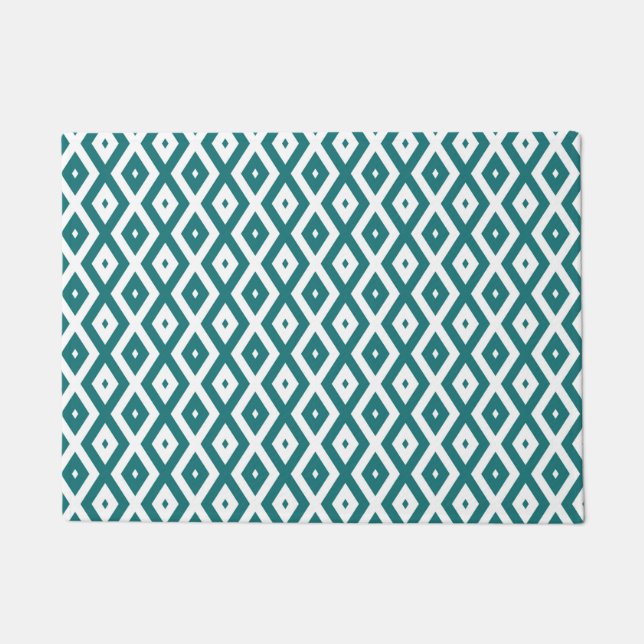 Tapete Padrão de losango branco e teal (Frente)