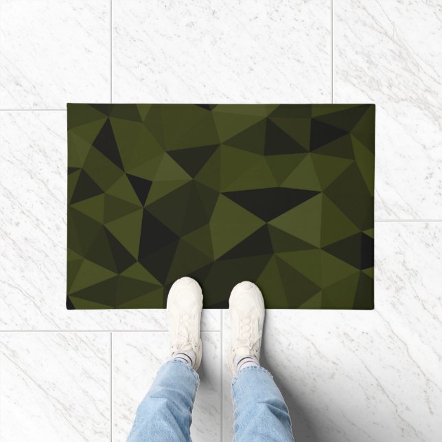 Tapete Padrão de malha geométrica preta verde exército es (Interior)