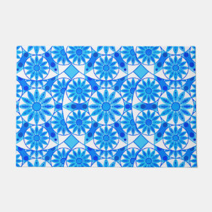Tapete Padrão de mandala, azul de cobalto, turquesa e bra