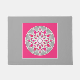 Tapete Padrão de Mandala em cor rosa, branco e cinza de f