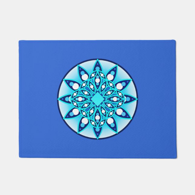 Tapete Padrão de mandala, turquesa, azul de cobalto e bra (Frente)