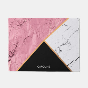Tapete Padrão de mármore branco e preto rosa Dourado