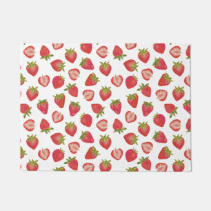 Tapete Padrão de Morango de Verão Vermelho