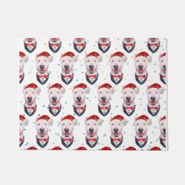 Tapete Padrão de Natal do Cão-Terrier Cachorro Bonito