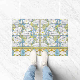 Tapete Padrão de Nenúfar em Art Nouveau na cor Verde Salv