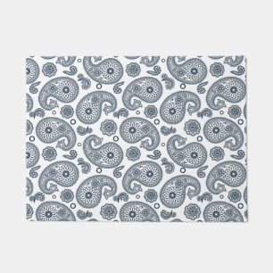 Tapete Padrão de paisley azul escuro indiano sem costura 