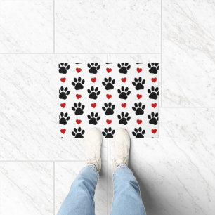 Tapete Padrão De Patas, Patas Cachorros, Patas Negras, Co