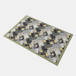 Tapete Padrão de patch com tiras e roscas amarelas