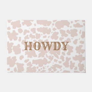 Tapete Padrão de Pele de Vaca Moderna Howdy Beige