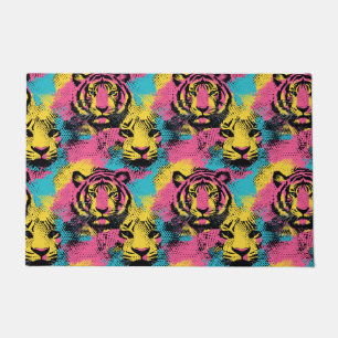 Tapete Padrão de Pop de arte do Tiger em rosa, amarelo e