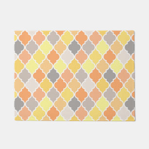 Tapete Padrão de quatrefoil amarelo, laranja e cinza
