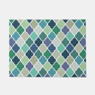 Tapete Padrão de quatrefoil azul, verde e turquesa