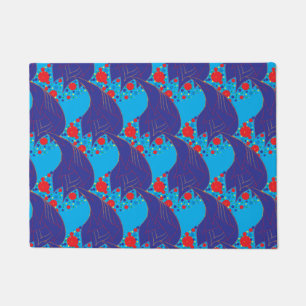 Tapete Padrão de queda abstrato BLUE e Rainbow vermelho m