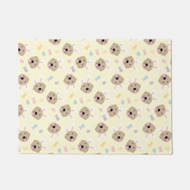 Tapete Padrão de Retriever de Ouro Coelho de Páscoa (Frente)