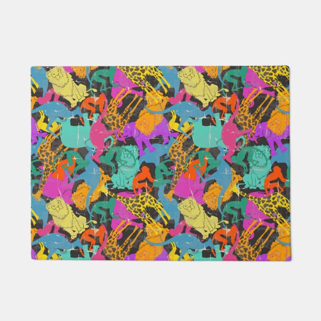 Tapete Padrão de Silhuetas Animais Retroativos (Frente)