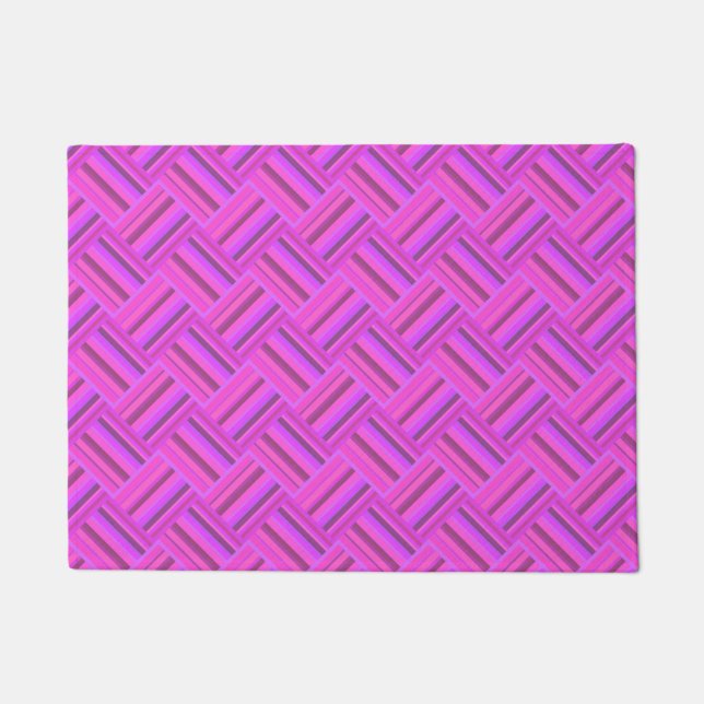 Tapete Padrão de tecelagem diagonal de tiras cor-de-rosa (Frente)