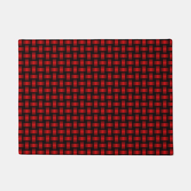 Tapete Padrão de Tecido Preto Vermelho (Frente)