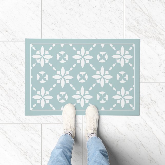 Tapete Padrão de Título de Flor Branco na Borda do Sage (Interior)