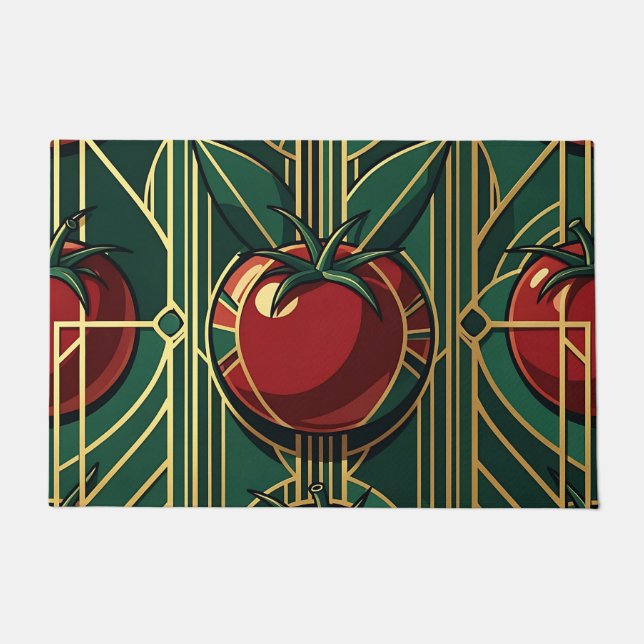 Tapete Padrão de Tomate Art Déco (Frente)