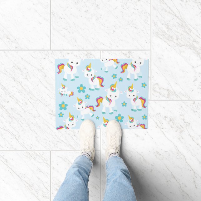 Tapete Padrão De Unicórnios, Unicórnios Fofos, Flores (Interior)