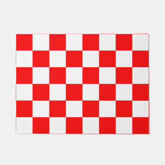 Tapete Padrão de Verificação de Branco Vermelho