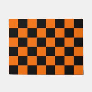 Tapete Padrão de Verificação Preto Laranja
