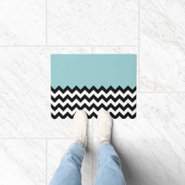 Tapete Padrão de ziguezague preto e branco, Chevron, azul