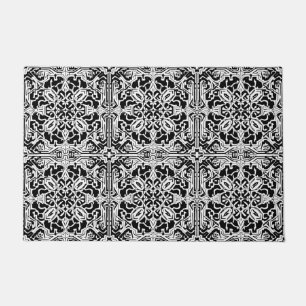 Tapete Padrão do Azulejo marroquino mosaico em preto e br