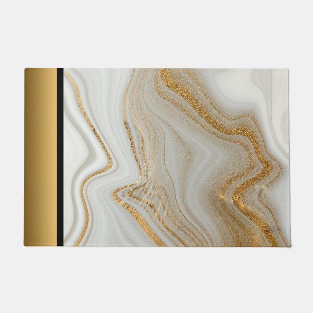 Tapete Padrão Dourado de mármore da Cinza Branca Moderna  (Frente)