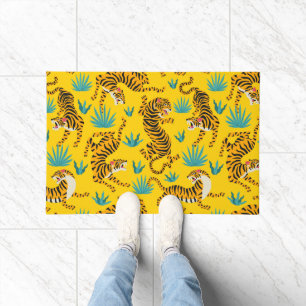 Tapete Padrão Dourado de Tigre Asiático