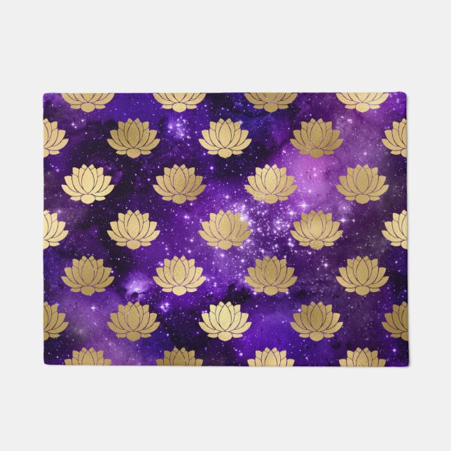 Tapete Padrão Dourado e roxo de Galáxia Dharma Mandala (Frente)