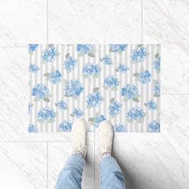 Tapete Padrão Elegante de Hortênsia Azul Faixa Cinza 