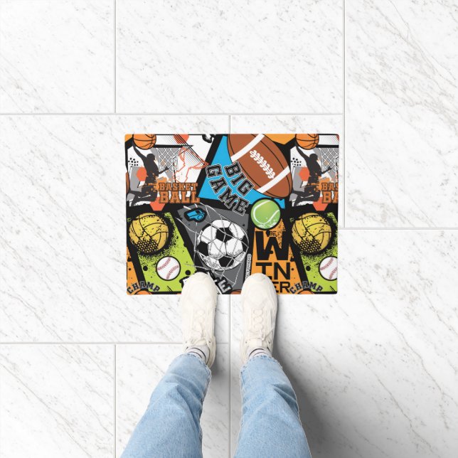 Tapete Padrão Esportivo Com Bolas (Interior)