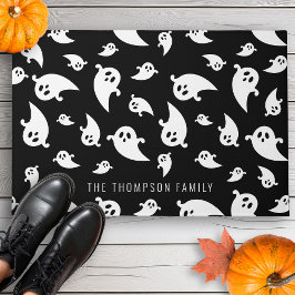 Tapete Padrão Fantasma Preto E Branco Com Nome Halloween