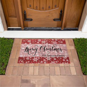 Tapete Padrão Feliz Natal Red Burlap Snowflake